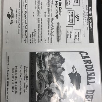 Cardinal Deli - the menu for the restaurant - Sandwiches Near Me - Saginaw, Michigan Cardinal Deli - the menu for the restaurant - Sandwiches Near Me - Saginaw, Michigan