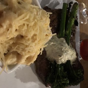 Crave Kitchen & Cocktails - Ribeye Broccolini and Mac n cheese - New American Near Me - Mount Pleasant, South Carolina