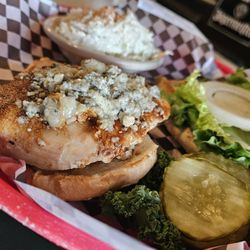 The Gingerbread Man - Black n Bleu Char-grilled chicken sandwich and Coleslaw.
