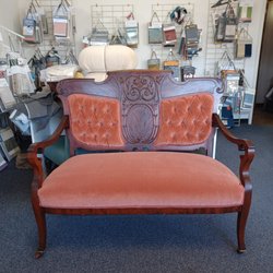 Colonial Upholstery and Design - Tufted back antique setti!