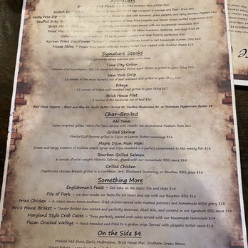 Brick House Grill - Menu - Seafood Near Me - Huntington, Indiana