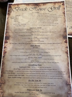 Menu photo 2 Brick House Grill Huntington, IN