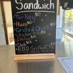 Oak & Ember Food Market - List of sandwiches.