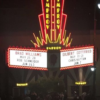 Brea Improv - A view of the marquee from the parking structure across the street - Comedy Clubs Near Me - Brea, California