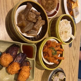 Dim Sum Cafe - Tendons, Steamed Beef Tripe, chicken feet, shrimp stuffed eggplant, Fried Taro, Pork Shu Mai, beef Rice wrap - Dim Sum Near Me - Las Vegas, Nevada