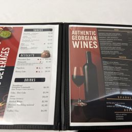 Wine menu Wine menu