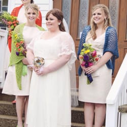 Denise's Bridal - This lovely bride is wearing a custom lace bridal jacket created by DENISE