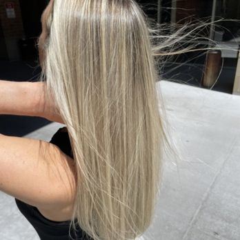 Velarde Salon & Spa - Baby blonde in front face framing blonde streaks blended with a darker shade blonde- silky thin carries with the wind. - Hair Salons Near Me - Roselle, Illinois Velarde Salon & Spa - Baby blonde in front face framing blonde streaks blended with a darker shade blonde- silky thin carries with the wind. - Hair Salons Near Me - Roselle, Illinois
