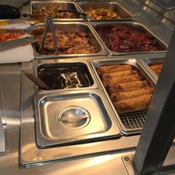 Food bar behind the glass.