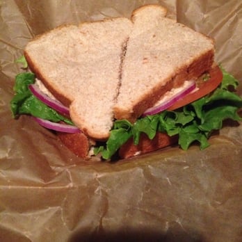 Panera Bread - Tuna sandwich...with the pickle wedged between the sandwich paper. - Sandwiches Near Me - Lancaster, California