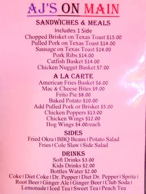 Menu photo 1 AJ's On Main Grapevine, TX