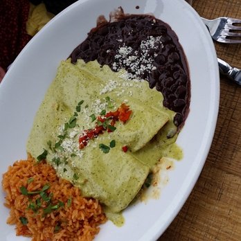 Cha Cha's Latin Kitchen - Crab & Shrimp Enchiladas (Creamy habanero pesto sauce / cotija / roasted red peppers / pepitas) - Mexican Near Me - Irvine, California