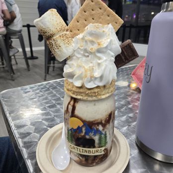 The Crazy Mason Milkshake Bar - Smores (marshmallows toasted just right!) - Ice Cream & Frozen Yogurt Near Me - Gatlinburg, Tennessee The Crazy Mason Milkshake Bar - Smores (marshmallows toasted just right!) - Ice Cream & Frozen Yogurt Near Me - Gatlinburg, Tennessee