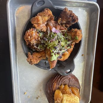 HunnyMilk - chicken and waffles with Apple churro - Breakfast & Brunch Near Me - Portland, Oregon HunnyMilk - chicken and waffles with Apple churro - Breakfast & Brunch Near Me - Portland, Oregon