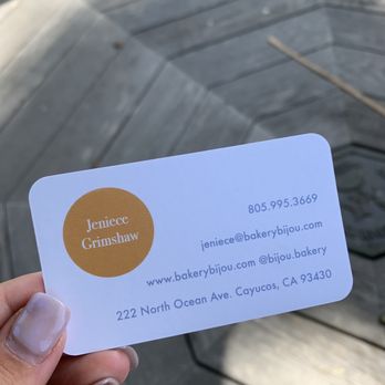 Bijou Bakery - Backside of business card - Bakeries Near Me - Cayucos, California