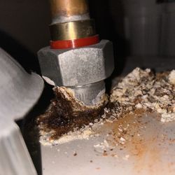 Aquaduct Plumbing Services - Corroded dielectric union. 4 years old.