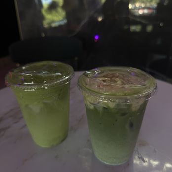 Rose Tea Lounge - Coconut Matcha & Banana Matcha (Rang pop up) - Bubble Tea Near Me - Sacramento, California