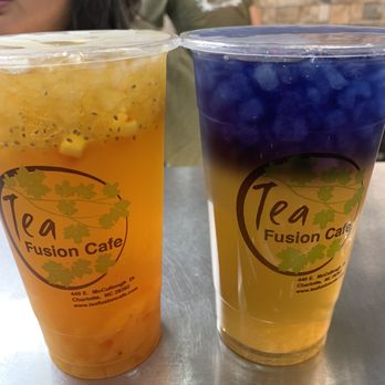 Tea Fusion Cafe - #MJ Passion Fruit Pleasure Mason Tea Jar and Lychee Butterfly Tea - Desserts Near Me - Charlotte, North Carolina Tea Fusion Cafe - #MJ Passion Fruit Pleasure Mason Tea Jar and Lychee Butterfly Tea - Desserts Near Me - Charlotte, North Carolina