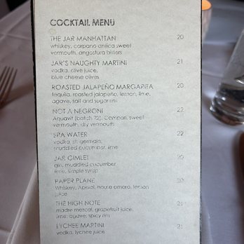 Jar - Drink menu - New American Near Me - Los Angeles, California