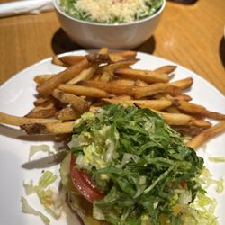 Liberty Street Grille - Burger without a bun, fries, & side salad