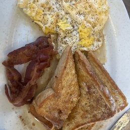 French Toast Platter with over hard eggs and bacon French Toast Platter with over hard eggs and bacon