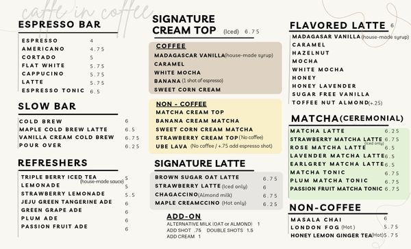 Menu photo 4 Caffe In Coffee Orange, CA
