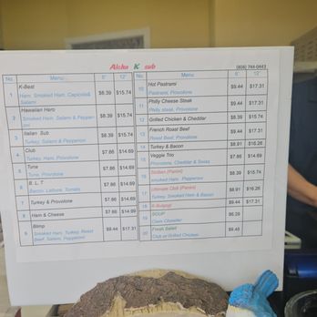 Aloha K Subs - Menu - Sandwiches Near Me - Honolulu, Hawaii