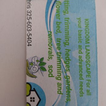 Kingdom Landscape - a close up of a business card - Landscaping Near Me Kingdom Landscape - a close up of a business card - Landscaping Near Me