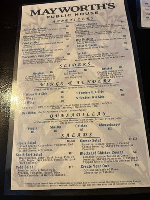 Menu photo 2 Mayworth's Public House Cramerton, NC