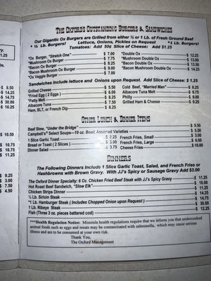 Menu photo 5 The Oxford Saloon Missoula, MT Menu photo 5 The Oxford Saloon Missoula, MT