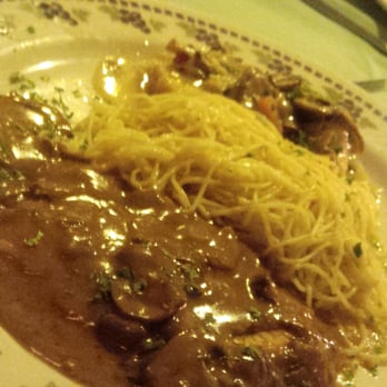 Cafe Benedicte - Chicken Scaloppini marsala and piccata combination with capellini in garlic-herb butter - Mediterranean Near Me - Houston, Texas Cafe Benedicte - Chicken Scaloppini marsala and piccata combination with capellini in garlic-herb butter - Mediterranean Near Me - Houston, Texas