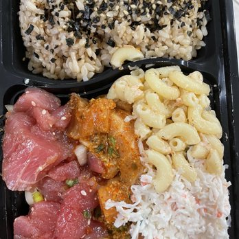 Seattle Fish Guys - Poke Bowl - Shoyu Tuna, Spicy Salmon, side of Mac salad and crab salad - Seafood Markets Near Me - Seattle, Washington