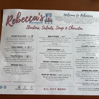 Rebecca's Restaurant - Menu - Canadian (New) Near Me - Mahone Bay, Nova Scotia