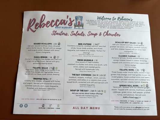 Menu photo 2 Rebecca's Restaurant Mahone Bay, NS