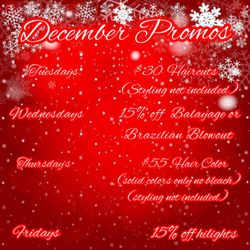 Envious Hair Studio - Promos for December