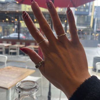 LUX SF - Christmas candy cane, snow flake with a red and gold French tip! Lovely & festive. - Nail Salons Near Me - San Francisco, California LUX SF - Christmas candy cane, snow flake with a red and gold French tip! Lovely & festive. - Nail Salons Near Me - San Francisco, California