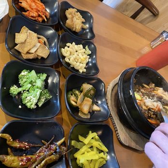 Hansik Town - Nice spread of banchan and hot stone bibimbap! - IG: @datglobetrotterlife - Korean Near Me - Beaverton, Oregon
