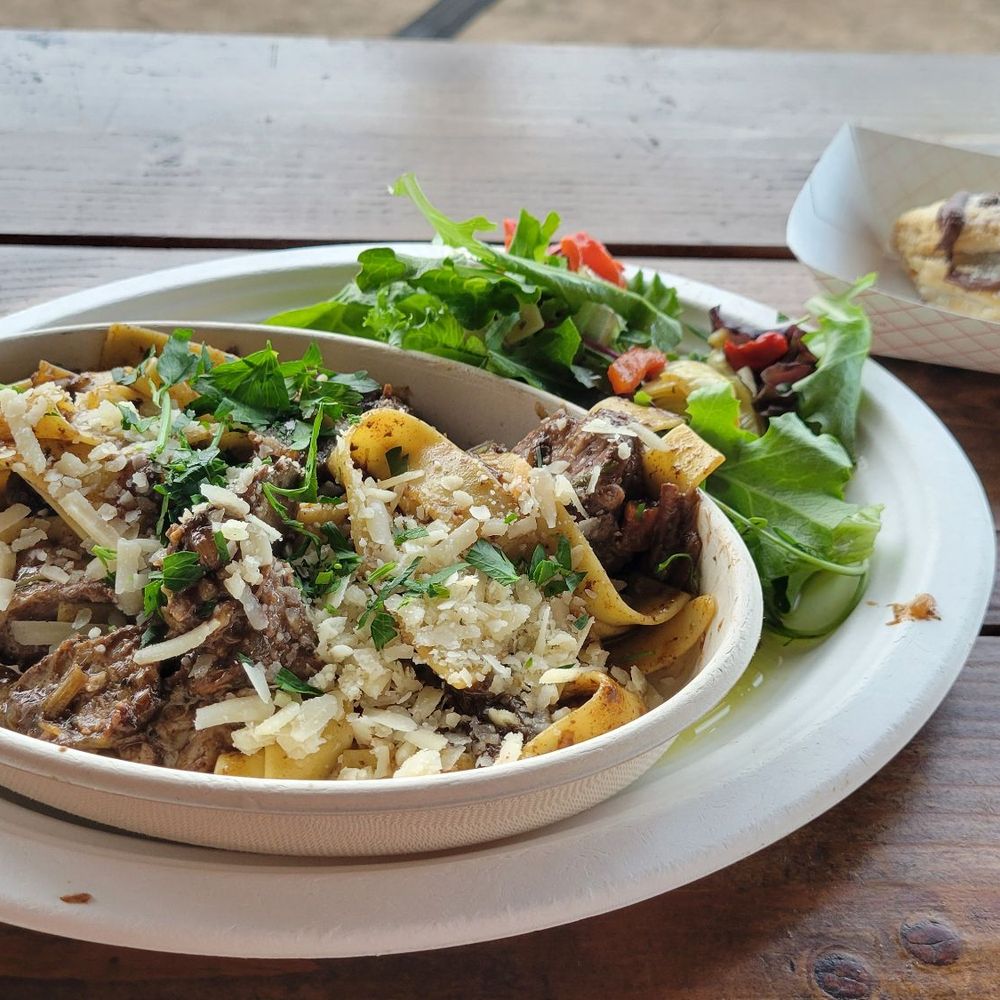 D'lish At The Beach - Braised Beef Shortrib Paparadelle ($18.95) with Nutella Mezzaluna ($5) on the side from Italian Night on 5/31/2024 - Cafes Near Me - Ewa Beach, Hawaii D'lish At The Beach - Braised Beef Shortrib Paparadelle ($18.95) with Nutella Mezzaluna ($5) on the side from Italian Night on 5/31/2024 - Cafes Near Me - Ewa Beach, Hawaii