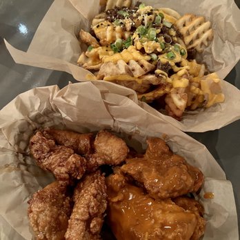 Chi-Kin - Buffalo Garlic and Spicy Honey tenders with Bulgogi Beef fries! The Buffalo Garlic and fries were the winners here. - Korean Near Me - Orlando, Florida