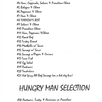 Torpedo Base - Pull printed Menu - Sandwiches Near Me - Paterson, New Jersey