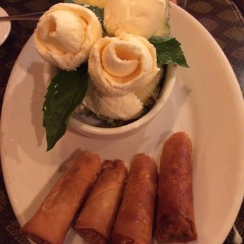 The Basil Restaurant - Dessert - fried bananas and coconut ice cream - Thai Near Me - Carson City, Nevada