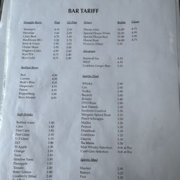 Drink menu Drink menu