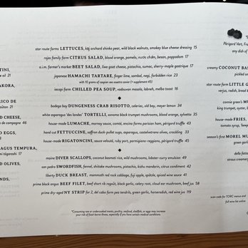 TORC - Menu - New American Near Me - Napa, California
