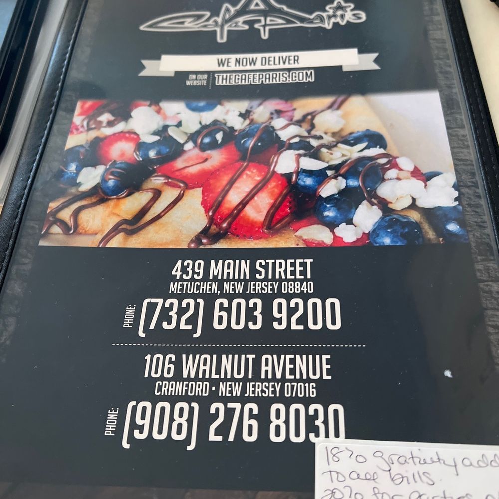 Cafe Paris - Menu - Creperies Near Me - Metuchen, New Jersey