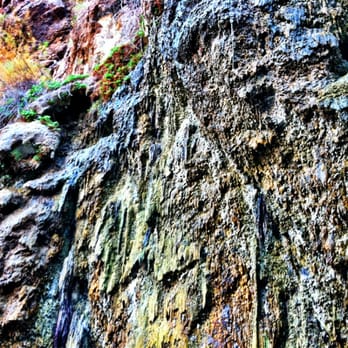 Goldstrike Hot Springs - Algae wall close to the springs - the piping hot water seeps through the rock wall and creates this natural art. - Hiking Near Me - Boulder City, Nevada Goldstrike Hot Springs - Algae wall close to the springs - the piping hot water seeps through the rock wall and creates this natural art. - Hiking Near Me - Boulder City, Nevada