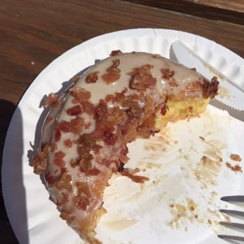 Duck Donuts - Donut of the day with bacon... So decadent I had to eat it with a knife and fork lol - Donuts Near Me - Duck, North Carolina