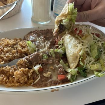 Rincon Maria Felix - 3 tacos dorados (chicken) with rice and beans - Tacos Near Me - La Puente, California
