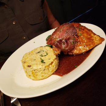 Palio - Pollo Mostrada..chicken with whipped goat cheese filling, crispy pancetta, corn custard with a fig jam. #amazing - Italian Near Me - Grand Rapids, Michigan Palio - Pollo Mostrada..chicken with whipped goat cheese filling, crispy pancetta, corn custard with a fig jam. #amazing - Italian Near Me - Grand Rapids, Michigan