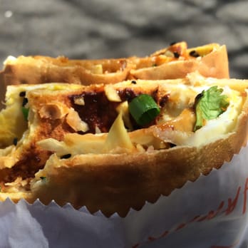 Bing Mi - The Bing, a savory Chinese crepe. These are incredible. - Food Trucks Near Me - Portland, Oregon Bing Mi - The Bing, a savory Chinese crepe. These are incredible. - Food Trucks Near Me - Portland, Oregon