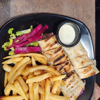 Kababstic Mediterranean Grill - Beef shawarma sandwich combo, it came with a drink and French fries. Super flavorful. Loved the dipping sauce. - Mediterranean Near Me - Arcadia, California